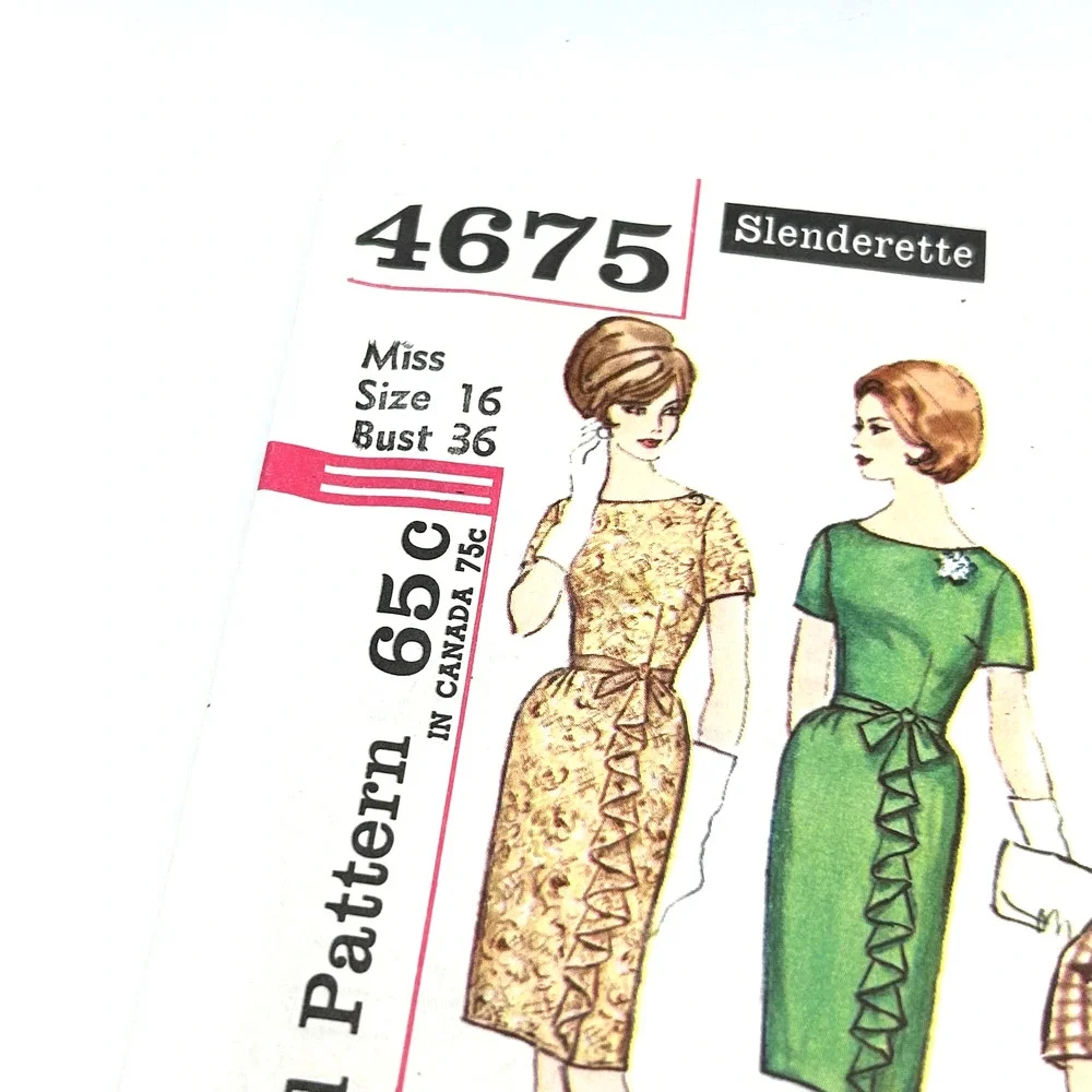 Simplicity Vintage‎ 1950's Pattern #4675 One Piece Slenderette Dress Size 16